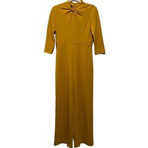 Donna Morgan Vintage Style Gold Jumpsuit with front twist